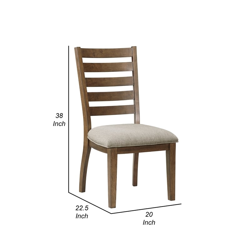 Trea 23 Inch Side Dining Chairs Set of 2- Ladder Back-  Cushioned Seat