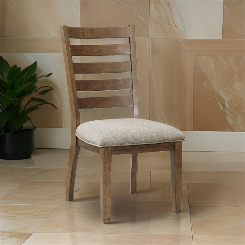 Trea 23 Inch Side Dining Chairs Set of 2- Ladder Back-  Cushioned Seat