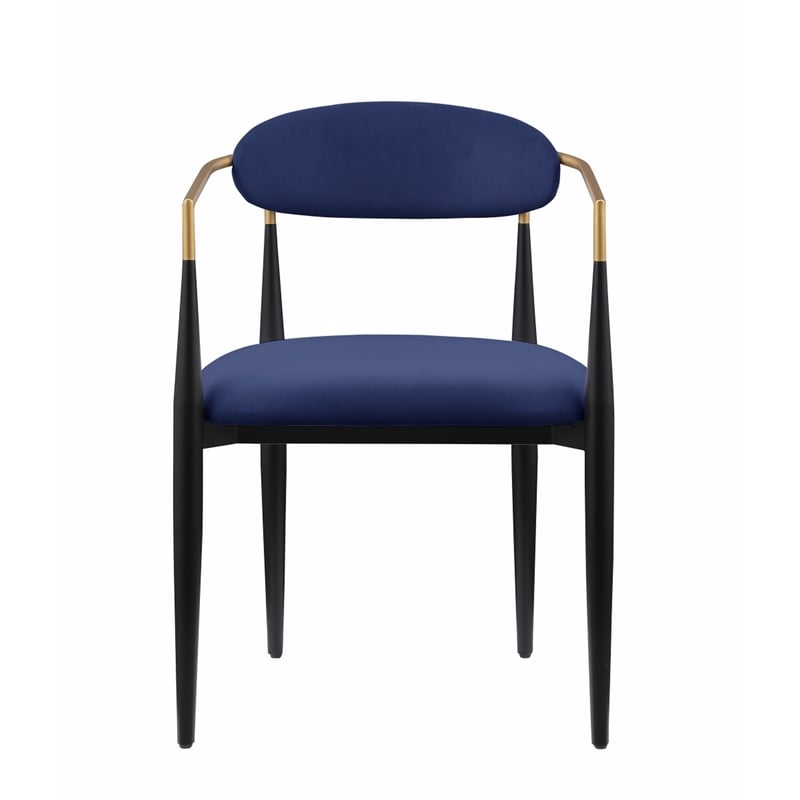 Kenny 21 Inch Dining Chairs Set of 2- Blue Fabric- Foam Padding- Metal
