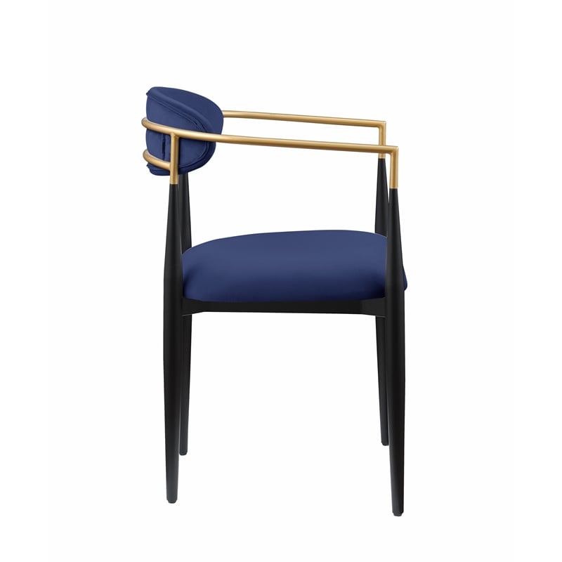 Kenny 21 Inch Dining Chairs Set of 2- Blue Fabric- Foam Padding- Metal