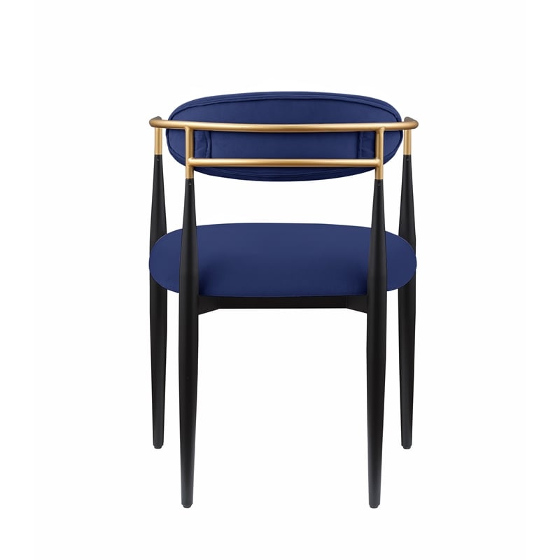 Kenny 21 Inch Dining Chairs Set of 2- Blue Fabric- Foam Padding- Metal