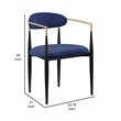 Kenny 21 Inch Dining Chairs Set of 2- Blue Fabric- Foam Padding- Metal