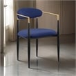 Kenny 21 Inch Dining Chairs Set of 2- Blue Fabric- Foam Padding- Metal