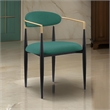 Kenny 21 Inch Dining Chairs Set of 2- Green Fabric- Foam Padded- Metal