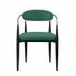 Kenny 21 Inch Dining Chairs Set of 2- Green Fabric- Foam Padded- Metal