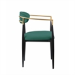 Kenny 21 Inch Dining Chairs Set of 2- Green Fabric- Foam Padded- Metal