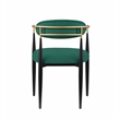 Kenny 21 Inch Dining Chairs Set of 2- Green Fabric- Foam Padded- Metal