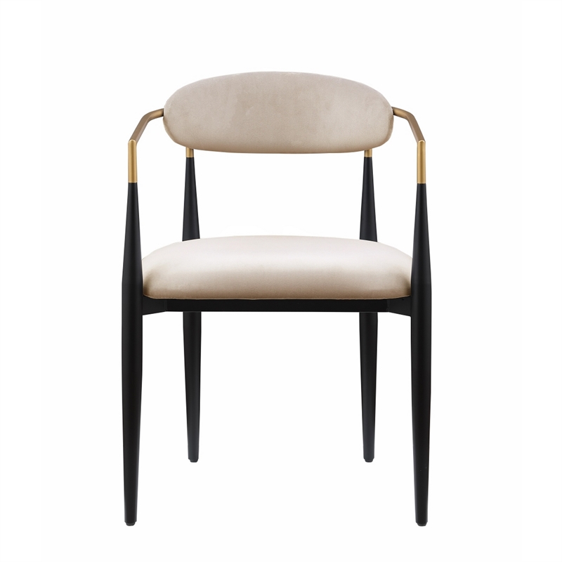 Kenny 21 Inch Dining Chairs Set of 2- Taupe Fabric- Foam Padded- Metal