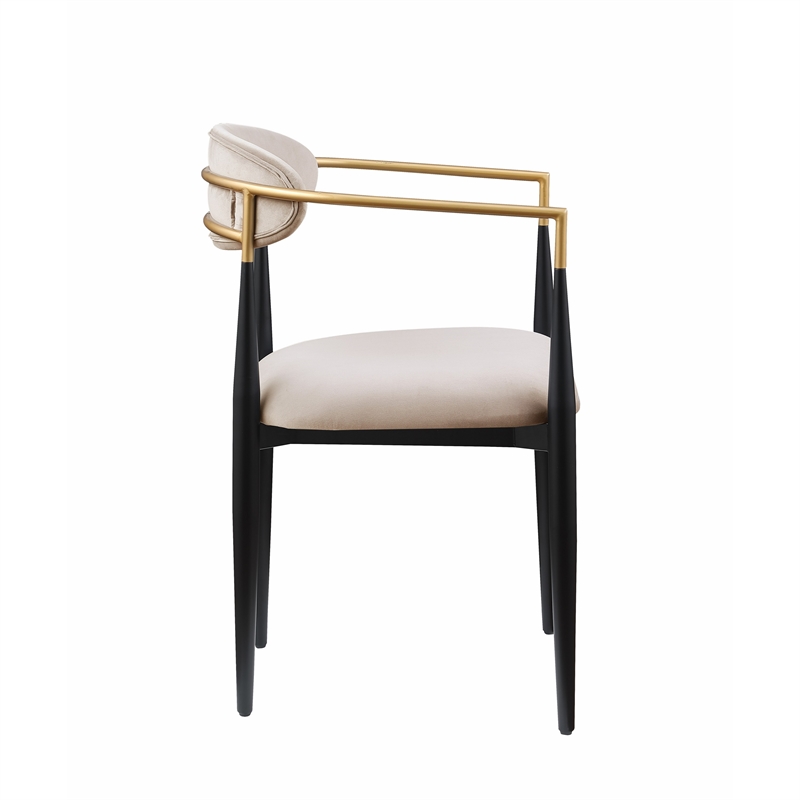 Kenny 21 Inch Dining Chairs Set of 2- Taupe Fabric- Foam Padded- Metal
