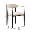 Kenny 21 Inch Dining Chairs Set of 2- Taupe Fabric- Foam Padded- Metal