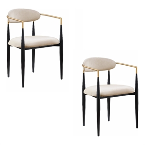 Kenny 21 Inch Dining Chairs Set of 2- Taupe Fabric- Foam Padded- Metal