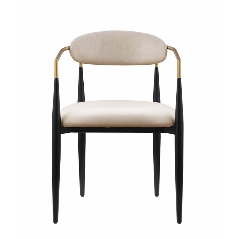 Kenny 21 Inch Dining Chairs Set of 2- Taupe Fabric- Foam Padded- Metal