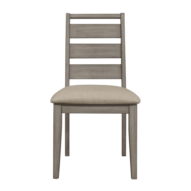 Rie 25 Inch Side Dining Chairs Set of 2- Ladder Back- Padded Fabric Seat
