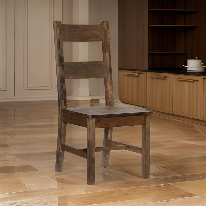 Rick 22 Inch Side Dining Chairs Set of 2- Ladder Back- Rubberwood