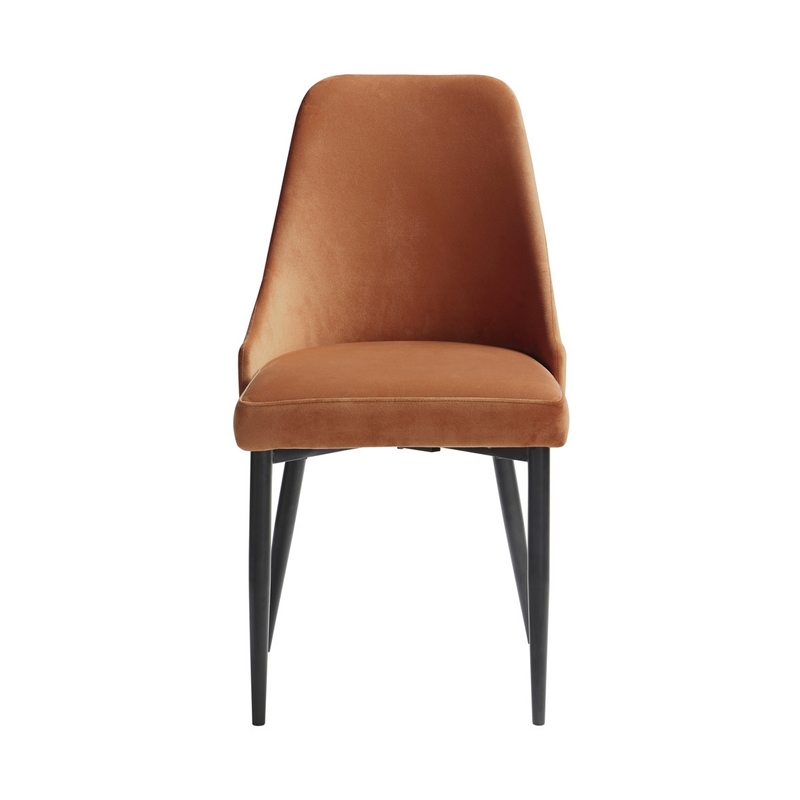 Gene 19 Inch Side Dining Chairs Set of Two- Tall Curved Back- Velvet