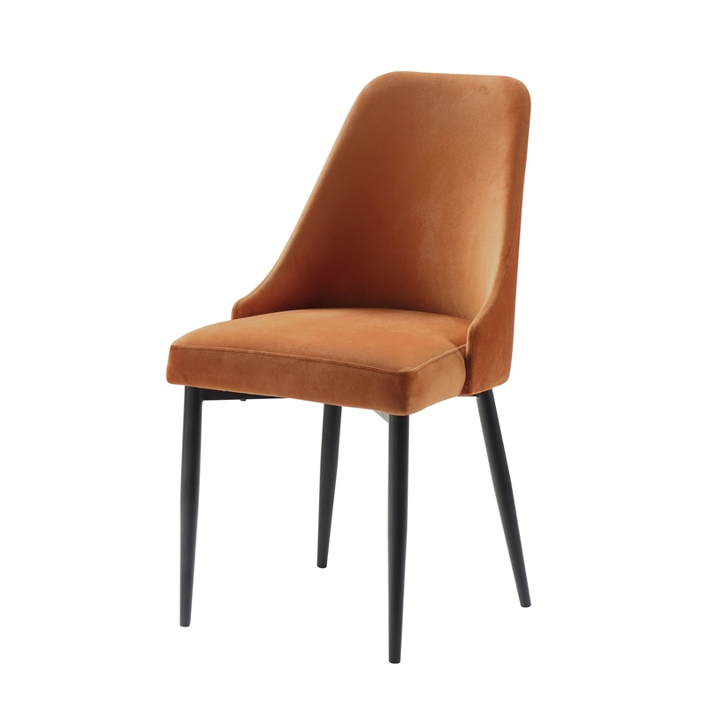 Gene 19 Inch Side Dining Chairs Set of Two- Tall Curved Back- Velvet