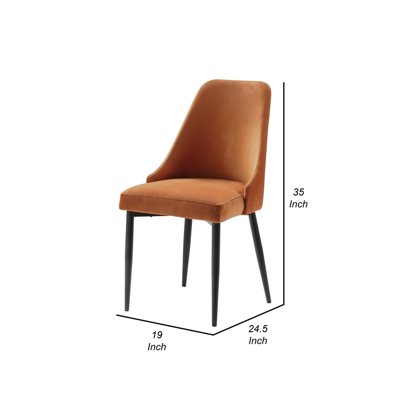 Gene 19 Inch Side Dining Chairs Set of Two- Tall Curved Back- Velvet