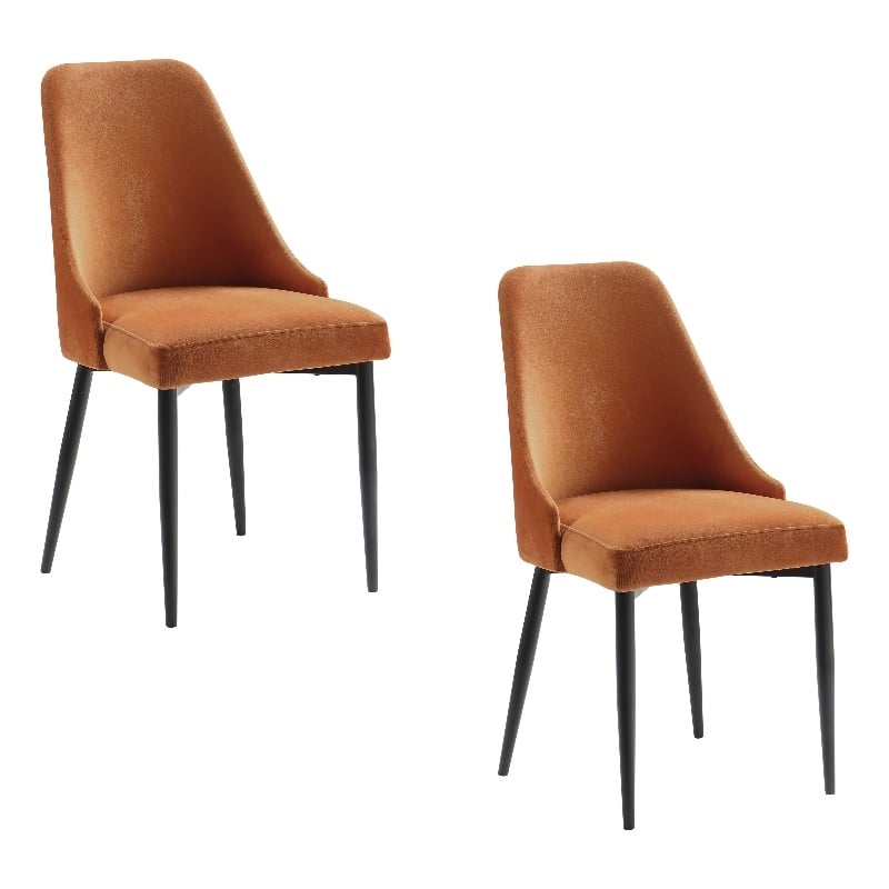 Gene 19 Inch Side Dining Chairs Set of Two- Tall Curved Back- Velvet