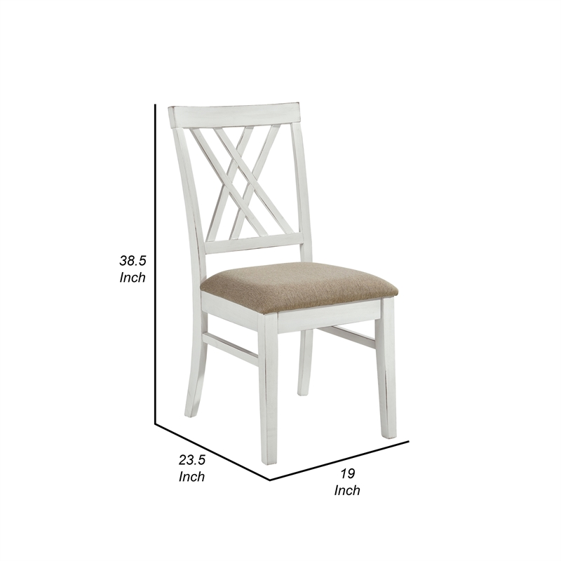 Hyna 19 Inch Side Dining Chairs Set of 2- X Cross Back- Khaki Seat
