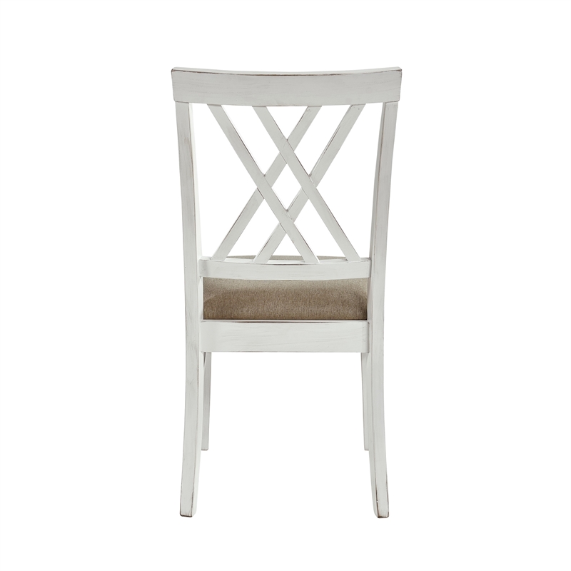 Hyna 19 Inch Side Dining Chairs Set of 2- X Cross Back- Khaki Seat