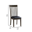 Kyn 18 Inch Side Dining Chairs Set of 2- Slatted Back- Padded Seat