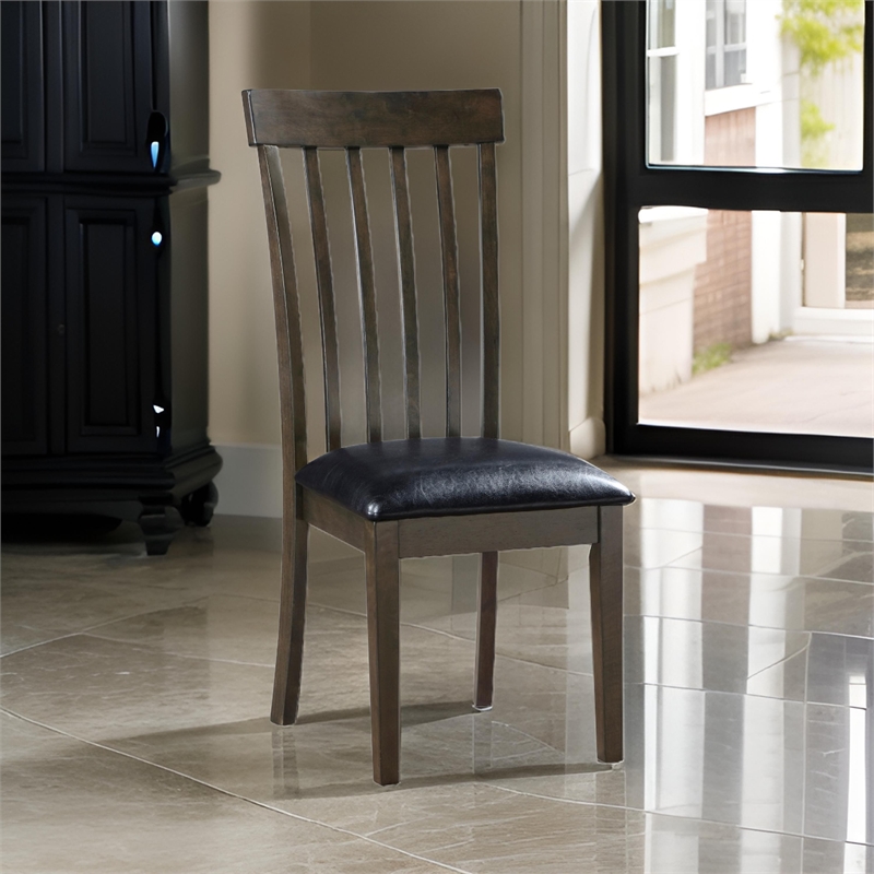 Kyn 18 Inch Side Dining Chairs Set of 2- Slatted Back- Padded Seat