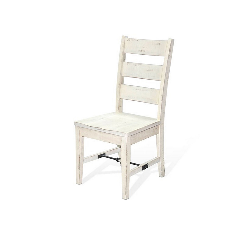 Rena Dining Chair Set of 2- Ladderback- Off White Mahogany Wood