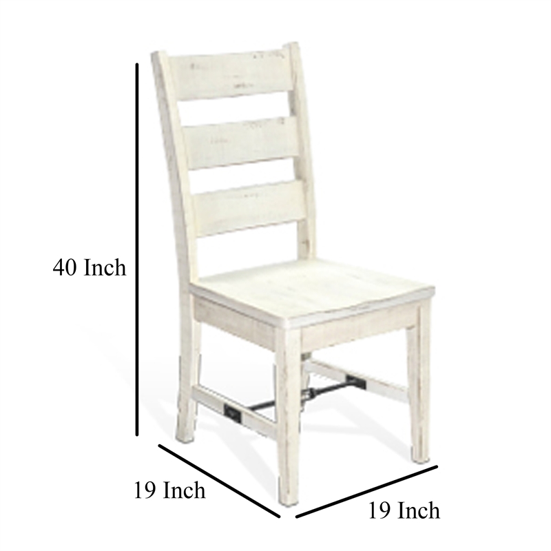 Rena Dining Chair Set of 2- Ladderback- Off White Mahogany Wood
