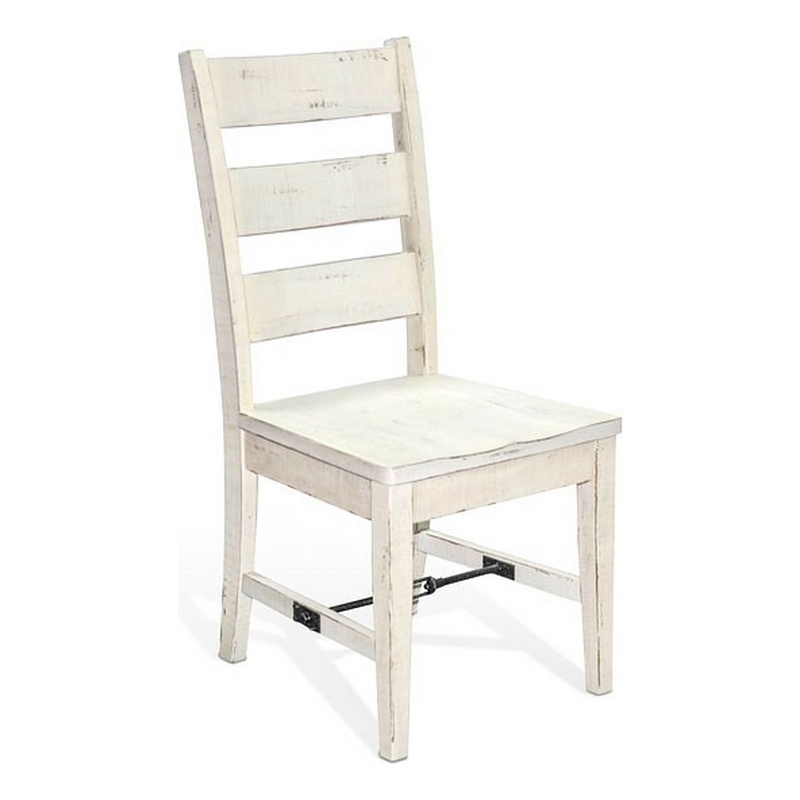 Rena Dining Chair Set of 2- Ladderback- Off White Mahogany Wood