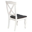 Orso Dining Side Chair Set of 2- Crossback- Brown Wood Seat- White