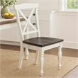 Orso Dining Side Chair Set of 2- Crossback- Brown Wood Seat- White