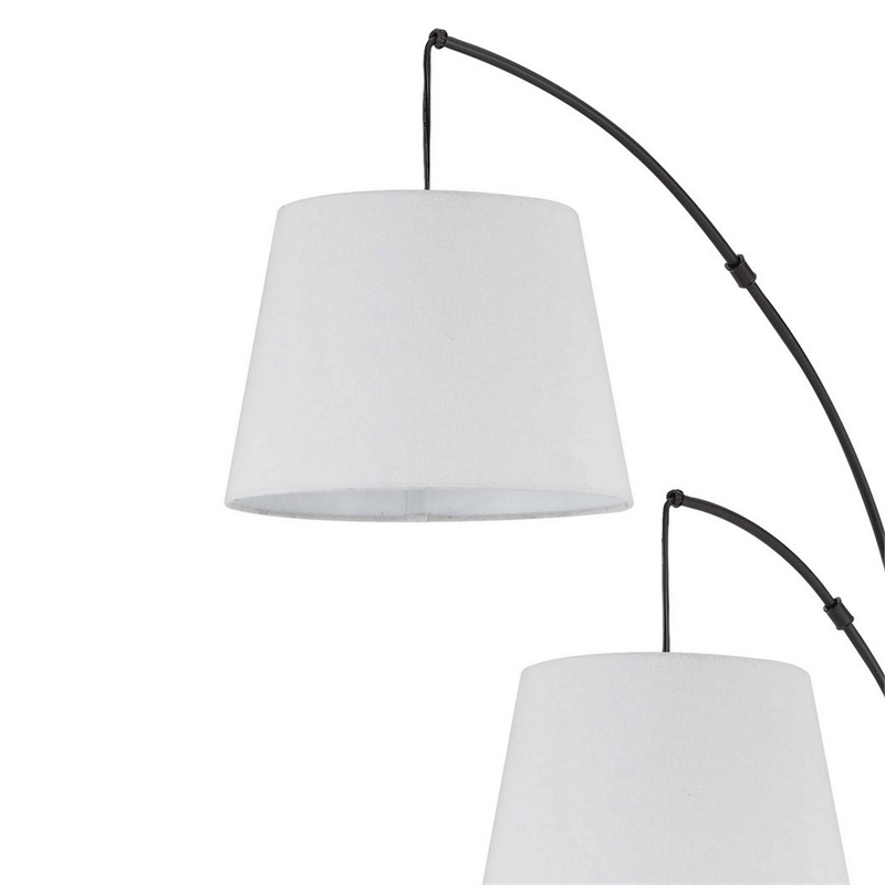 84 Inch Floor Lamp- 3 Tree Style White Drum Shades- Black Metal Finish
