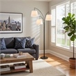 84 Inch Floor Lamp- 3 Tree Style White Drum Shades- Black Metal Finish