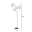 84 Inch Floor Lamp- 3 Tree Style White Drum Shades- Black Metal Finish
