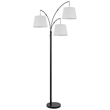 84 Inch Floor Lamp- 3 Tree Style White Drum Shades- Black Metal Finish