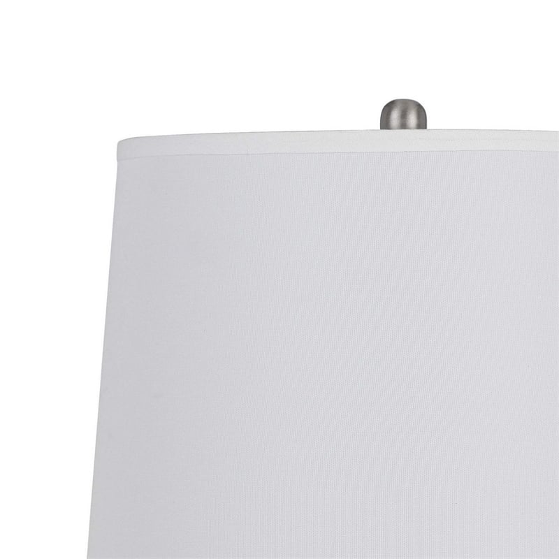 34 Inch Table Lamp Set of 2- White Drum Shade- Glass- Round Metal Base