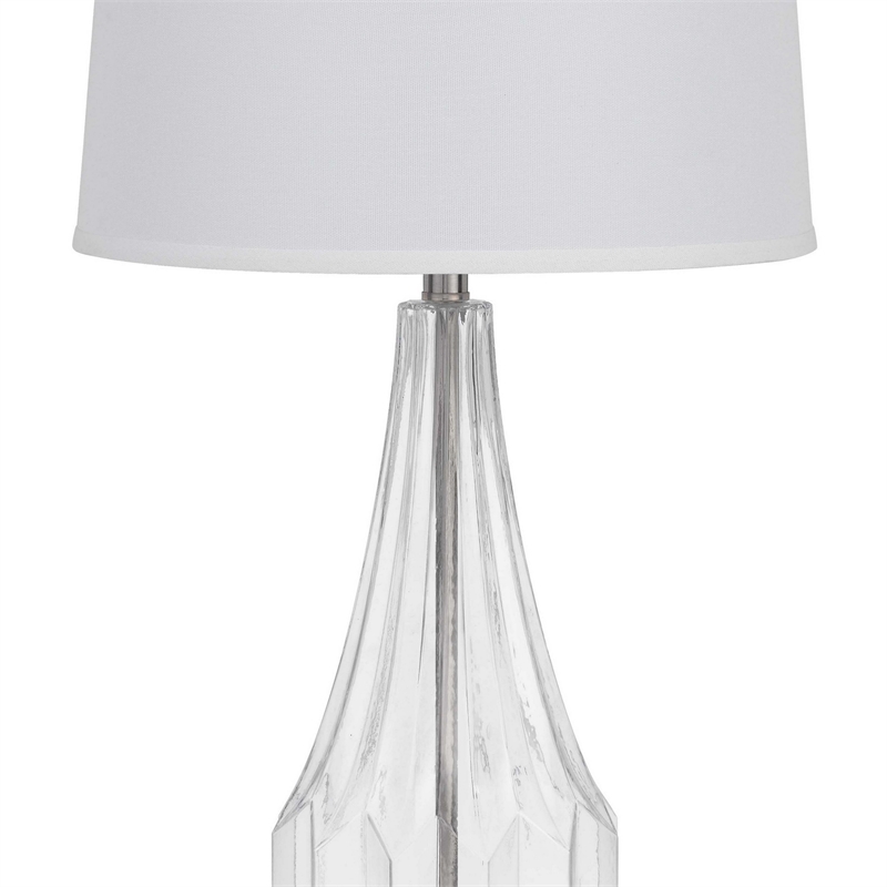 34 Inch Table Lamp Set of 2- White Drum Shade- Glass- Round Metal Base