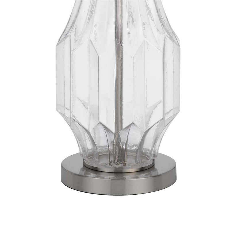 34 Inch Table Lamp Set of 2- White Drum Shade- Glass- Round Metal Base