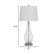 34 Inch Table Lamp Set of 2- White Drum Shade- Glass- Round Metal Base