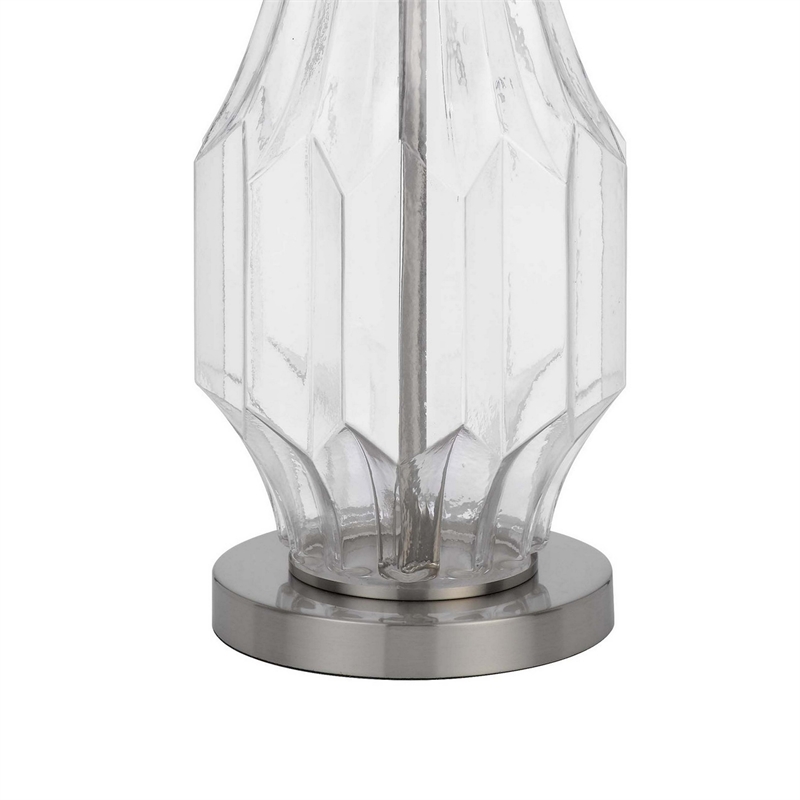 34 Inch Table Lamp Set of 2- White Drum Shade- Glass- Round Metal Base