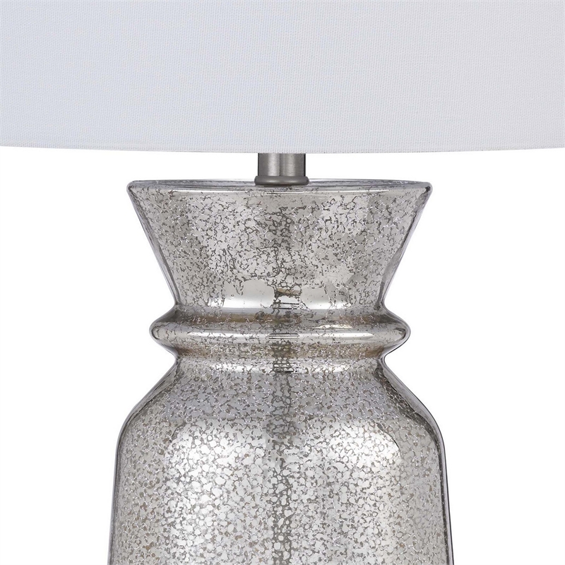 34 Inch Table Lamp Set of 2- White Shade- Glass Vase Shape and Metal Base