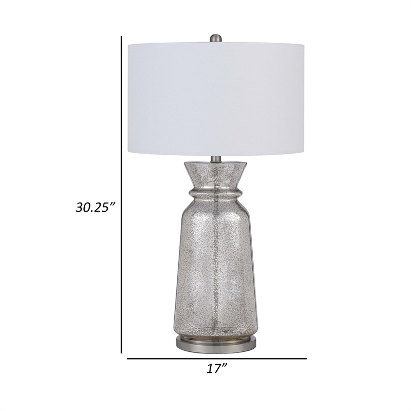 34 Inch Table Lamp Set of 2- White Shade- Glass Vase Shape and Metal Base