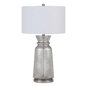 34 Inch Table Lamp Set of 2- White Shade- Glass Vase Shape and Metal Base