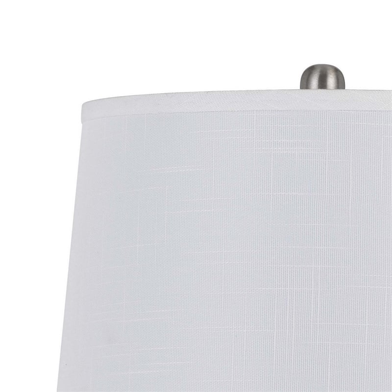 28 Inch Table Lamp Set of 2- White Shade- Elegant Curved Glass- Metal Base