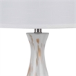 28 Inch Table Lamp Set of 2- White Shade- Elegant Curved Glass- Metal Base