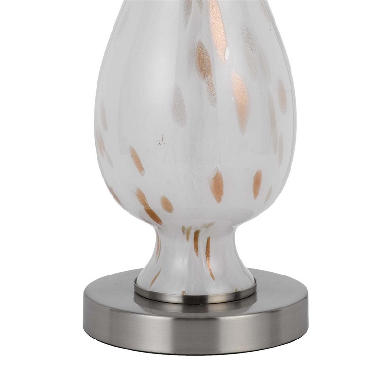 28 Inch Table Lamp Set of 2- White Shade- Elegant Curved Glass- Metal Base