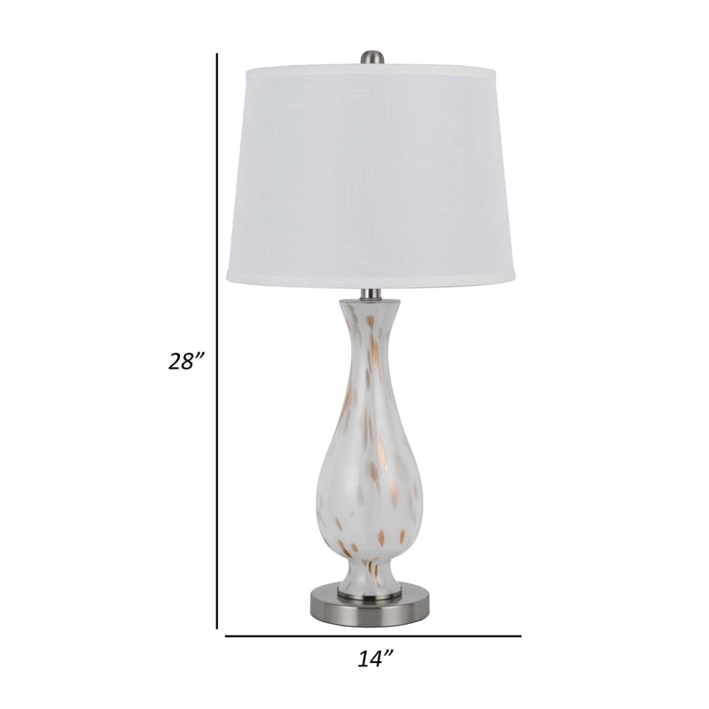 28 Inch Table Lamp Set of 2- White Shade- Elegant Curved Glass- Metal Base