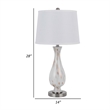 28 Inch Table Lamp Set of 2- White Shade- Elegant Curved Glass- Metal Base