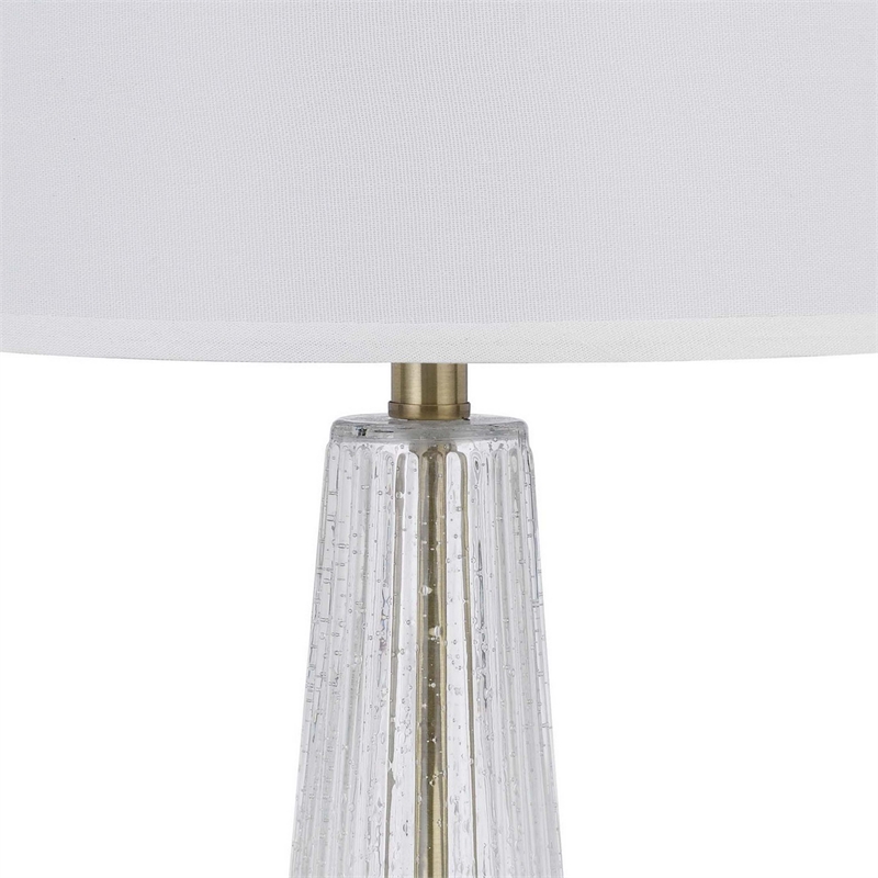 31 Inch Table Lamp Set of 2- White Shade- Tapered Glass Body- Metal Base