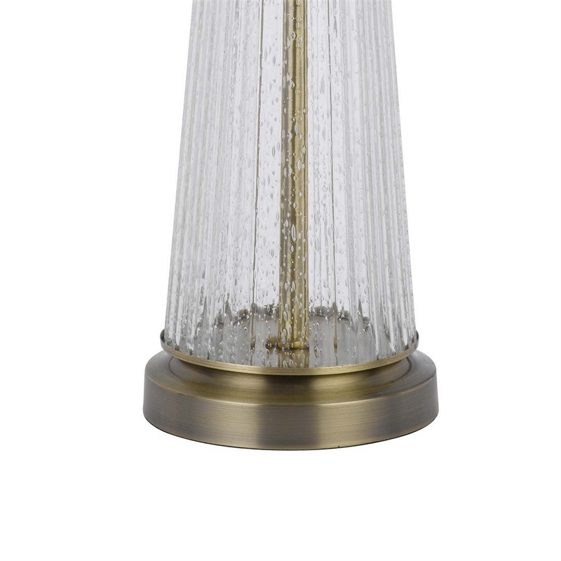 31 Inch Table Lamp Set of 2- White Shade- Tapered Glass Body- Metal Base